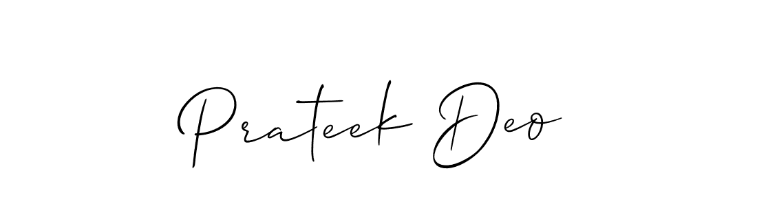 Design your own signature with our free online signature maker. With this signature software, you can create a handwritten (Allison_Script) signature for name Prateek Deo. Prateek Deo signature style 2 images and pictures png