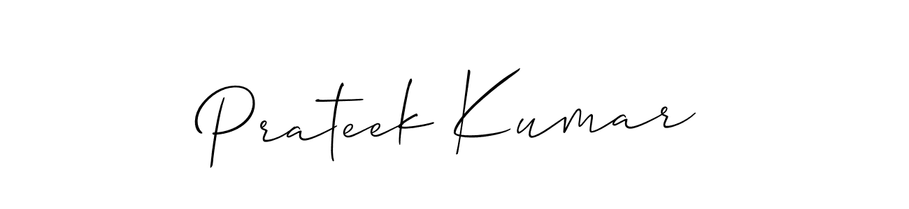 The best way (Allison_Script) to make a short signature is to pick only two or three words in your name. The name Prateek Kumar include a total of six letters. For converting this name. Prateek Kumar signature style 2 images and pictures png