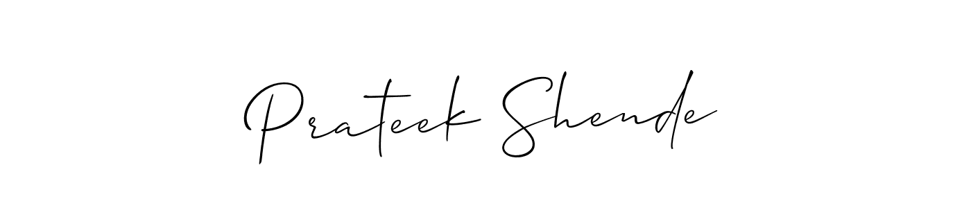 Design your own signature with our free online signature maker. With this signature software, you can create a handwritten (Allison_Script) signature for name Prateek Shende. Prateek Shende signature style 2 images and pictures png
