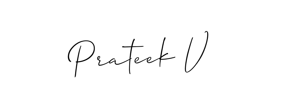 Prateek V stylish signature style. Best Handwritten Sign (Allison_Script) for my name. Handwritten Signature Collection Ideas for my name Prateek V. Prateek V signature style 2 images and pictures png
