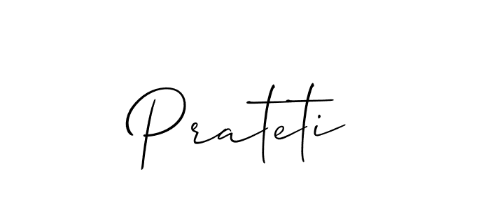 The best way (Allison_Script) to make a short signature is to pick only two or three words in your name. The name Prateti include a total of six letters. For converting this name. Prateti signature style 2 images and pictures png