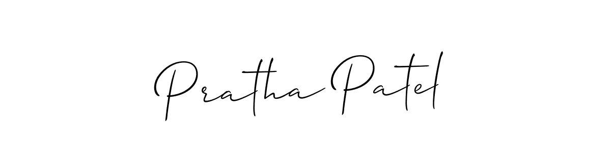 Make a beautiful signature design for name Pratha Patel. With this signature (Allison_Script) style, you can create a handwritten signature for free. Pratha Patel signature style 2 images and pictures png