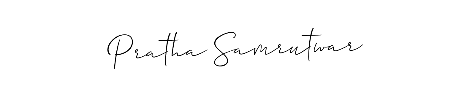 How to make Pratha Samrutwar signature? Allison_Script is a professional autograph style. Create handwritten signature for Pratha Samrutwar name. Pratha Samrutwar signature style 2 images and pictures png