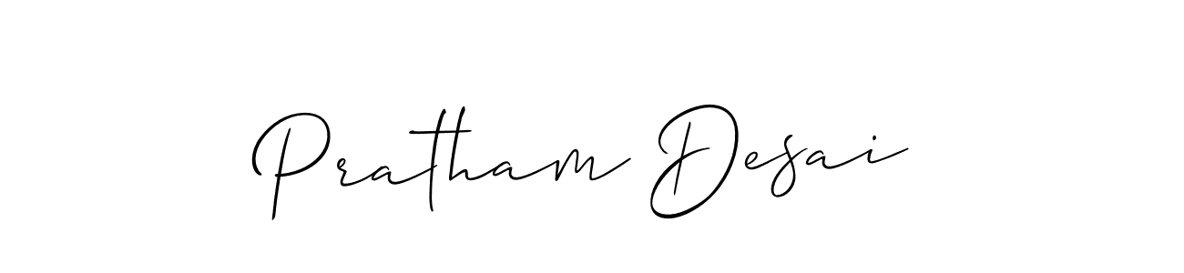 How to make Pratham Desai name signature. Use Allison_Script style for creating short signs online. This is the latest handwritten sign. Pratham Desai signature style 2 images and pictures png