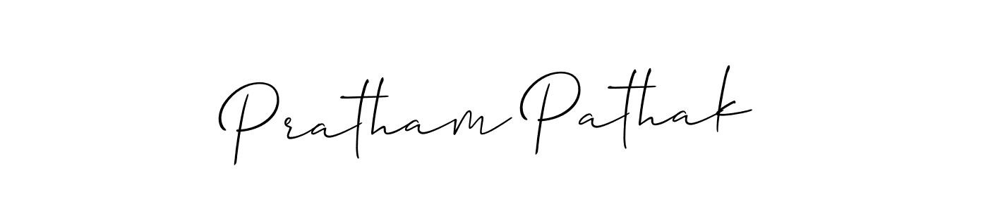 The best way (Allison_Script) to make a short signature is to pick only two or three words in your name. The name Pratham Pathak include a total of six letters. For converting this name. Pratham Pathak signature style 2 images and pictures png