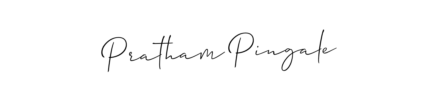 How to make Pratham Pingale name signature. Use Allison_Script style for creating short signs online. This is the latest handwritten sign. Pratham Pingale signature style 2 images and pictures png