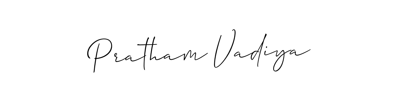 How to make Pratham Vadiya name signature. Use Allison_Script style for creating short signs online. This is the latest handwritten sign. Pratham Vadiya signature style 2 images and pictures png