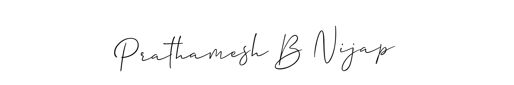 Create a beautiful signature design for name Prathamesh B Nijap. With this signature (Allison_Script) fonts, you can make a handwritten signature for free. Prathamesh B Nijap signature style 2 images and pictures png