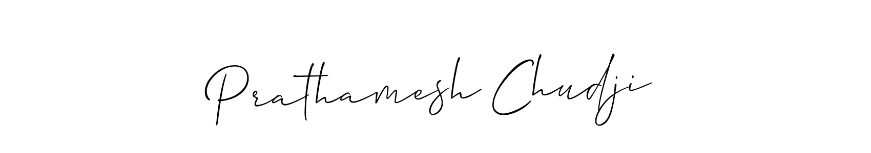 Allison_Script is a professional signature style that is perfect for those who want to add a touch of class to their signature. It is also a great choice for those who want to make their signature more unique. Get Prathamesh Chudji name to fancy signature for free. Prathamesh Chudji signature style 2 images and pictures png