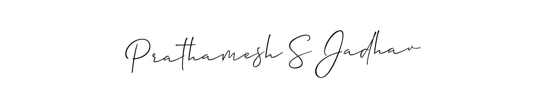 This is the best signature style for the Prathamesh S Jadhav name. Also you like these signature font (Allison_Script). Mix name signature. Prathamesh S Jadhav signature style 2 images and pictures png