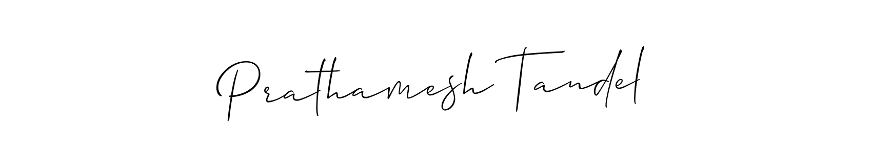 Allison_Script is a professional signature style that is perfect for those who want to add a touch of class to their signature. It is also a great choice for those who want to make their signature more unique. Get Prathamesh Tandel name to fancy signature for free. Prathamesh Tandel signature style 2 images and pictures png