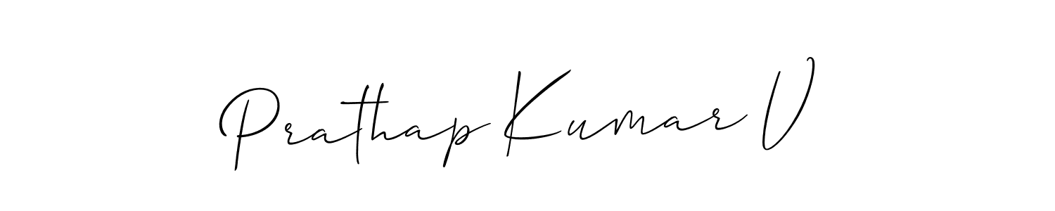 How to make Prathap Kumar V signature? Allison_Script is a professional autograph style. Create handwritten signature for Prathap Kumar V name. Prathap Kumar V signature style 2 images and pictures png