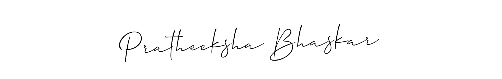 It looks lik you need a new signature style for name Pratheeksha Bhaskar. Design unique handwritten (Allison_Script) signature with our free signature maker in just a few clicks. Pratheeksha Bhaskar signature style 2 images and pictures png