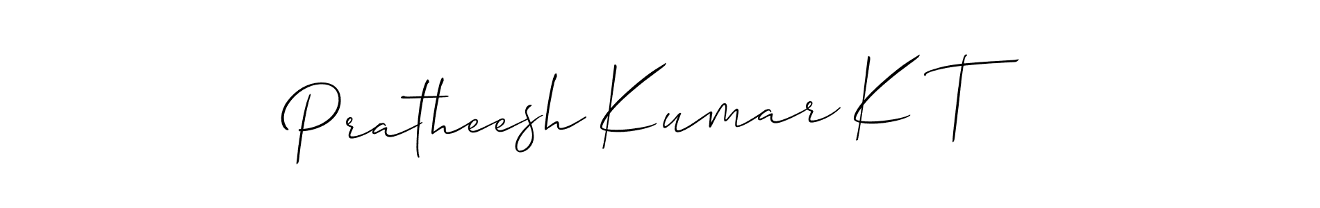 Design your own signature with our free online signature maker. With this signature software, you can create a handwritten (Allison_Script) signature for name Pratheesh Kumar K T. Pratheesh Kumar K T signature style 2 images and pictures png
