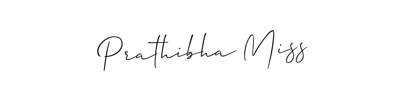 The best way (Allison_Script) to make a short signature is to pick only two or three words in your name. The name Prathibha Miss include a total of six letters. For converting this name. Prathibha Miss signature style 2 images and pictures png