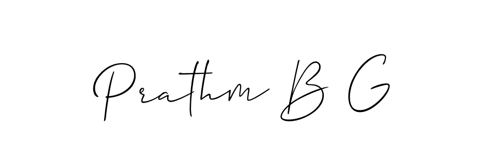 The best way (Allison_Script) to make a short signature is to pick only two or three words in your name. The name Prathm B G include a total of six letters. For converting this name. Prathm B G signature style 2 images and pictures png