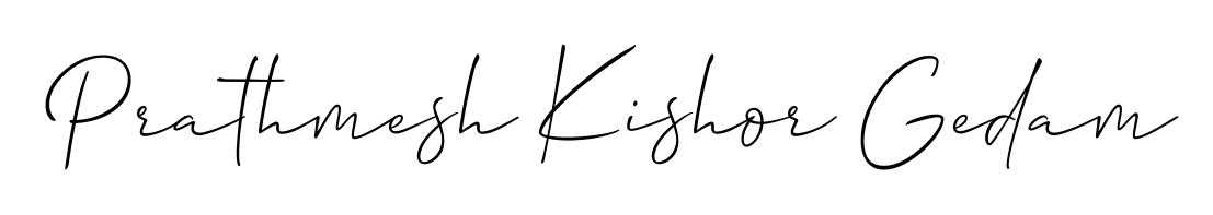 The Allison_Script handwriting style adds charm and authenticity to name Prathmesh Kishor Gedam. A wonderful choice for personal thank-you notes. Prathmesh Kishor Gedam signature style 2 images and pictures png