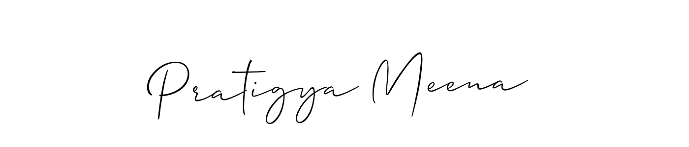 How to make Pratigya Meena name signature. Use Allison_Script style for creating short signs online. This is the latest handwritten sign. Pratigya Meena signature style 2 images and pictures png