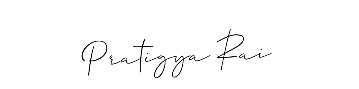 Create a beautiful signature design for name Pratigya Rai. With this signature (Allison_Script) fonts, you can make a handwritten signature for free. Pratigya Rai signature style 2 images and pictures png