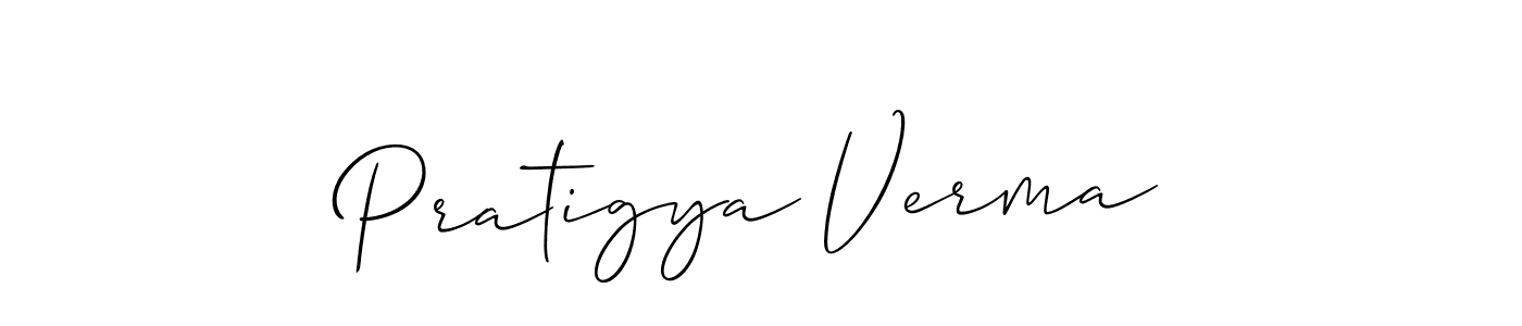 How to Draw Pratigya Verma signature style? Allison_Script is a latest design signature styles for name Pratigya Verma. Pratigya Verma signature style 2 images and pictures png