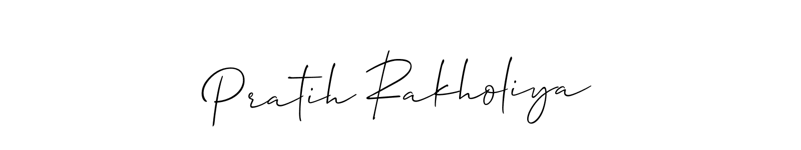 Allison_Script is a professional signature style that is perfect for those who want to add a touch of class to their signature. It is also a great choice for those who want to make their signature more unique. Get Pratih Rakholiya name to fancy signature for free. Pratih Rakholiya signature style 2 images and pictures png