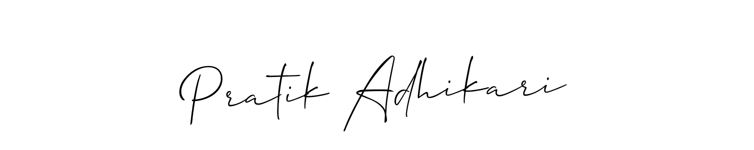 This is the best signature style for the Pratik Adhikari name. Also you like these signature font (Allison_Script). Mix name signature. Pratik Adhikari signature style 2 images and pictures png