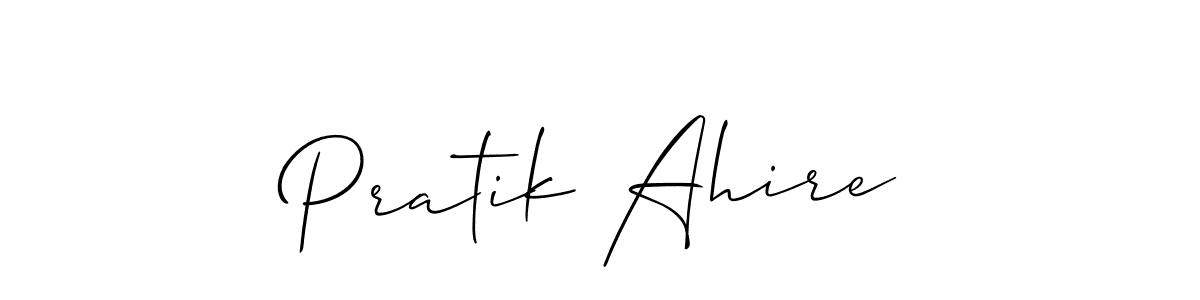 How to make Pratik Ahire name signature. Use Allison_Script style for creating short signs online. This is the latest handwritten sign. Pratik Ahire signature style 2 images and pictures png