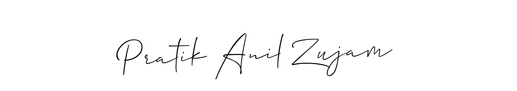 Also You can easily find your signature by using the search form. We will create Pratik Anil Zujam name handwritten signature images for you free of cost using Allison_Script sign style. Pratik Anil Zujam signature style 2 images and pictures png