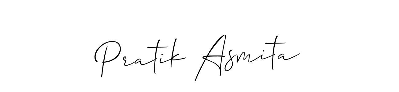 Make a short Pratik Asmita signature style. Manage your documents anywhere anytime using Allison_Script. Create and add eSignatures, submit forms, share and send files easily. Pratik Asmita signature style 2 images and pictures png
