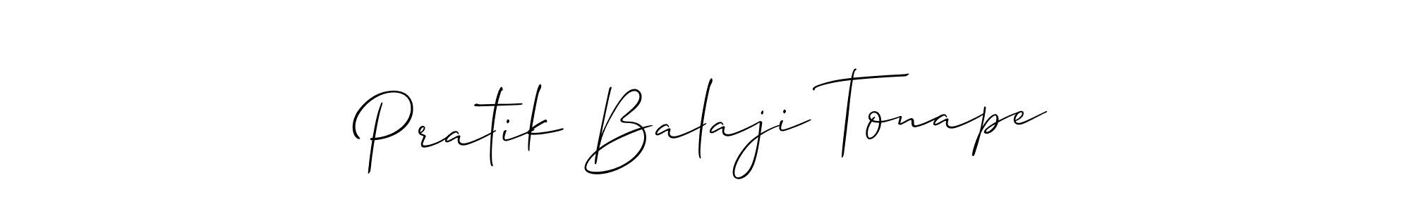 Create a beautiful signature design for name Pratik Balaji Tonape. With this signature (Allison_Script) fonts, you can make a handwritten signature for free. Pratik Balaji Tonape signature style 2 images and pictures png
