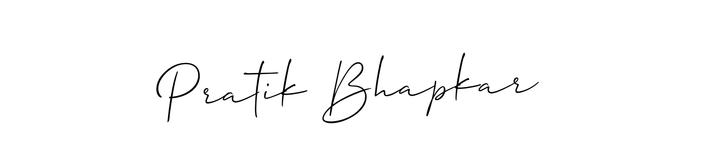 The best way (Allison_Script) to make a short signature is to pick only two or three words in your name. The name Pratik Bhapkar include a total of six letters. For converting this name. Pratik Bhapkar signature style 2 images and pictures png