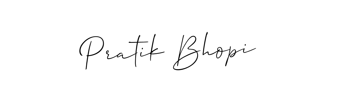 The best way (Allison_Script) to make a short signature is to pick only two or three words in your name. The name Pratik Bhopi include a total of six letters. For converting this name. Pratik Bhopi signature style 2 images and pictures png