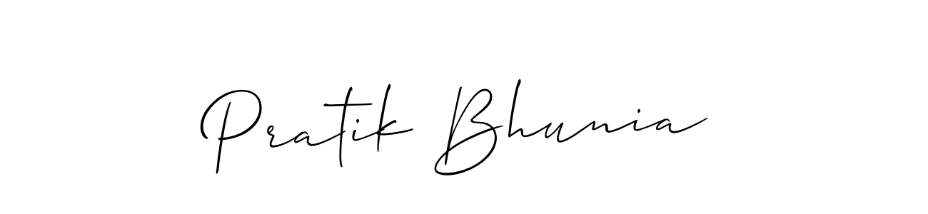 Allison_Script is a professional signature style that is perfect for those who want to add a touch of class to their signature. It is also a great choice for those who want to make their signature more unique. Get Pratik Bhunia name to fancy signature for free. Pratik Bhunia signature style 2 images and pictures png