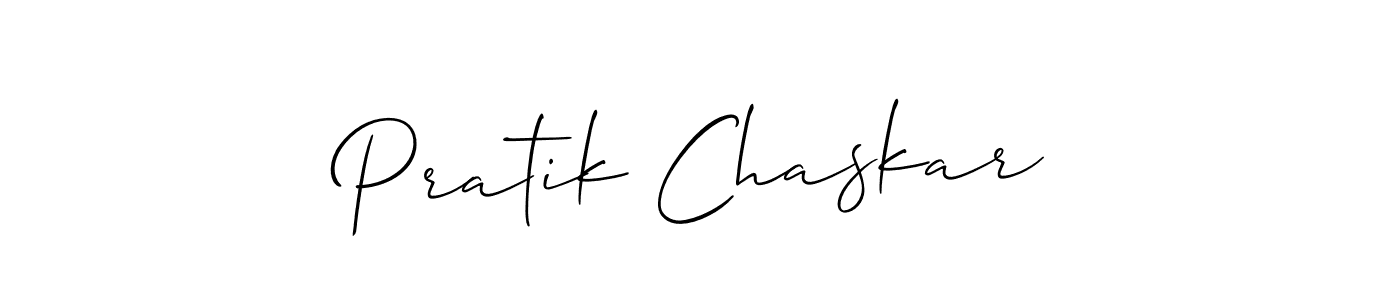 Use a signature maker to create a handwritten signature online. With this signature software, you can design (Allison_Script) your own signature for name Pratik Chaskar. Pratik Chaskar signature style 2 images and pictures png