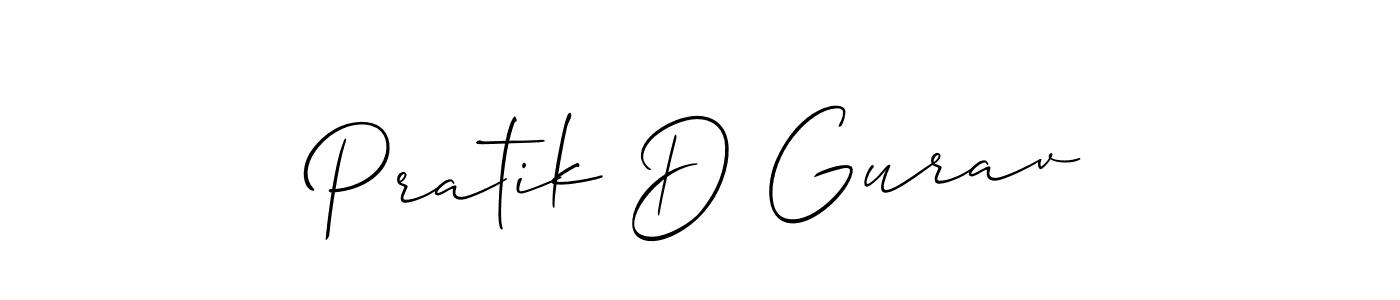 Make a beautiful signature design for name Pratik D Gurav. With this signature (Allison_Script) style, you can create a handwritten signature for free. Pratik D Gurav signature style 2 images and pictures png