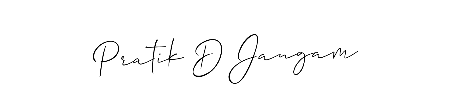 It looks lik you need a new signature style for name Pratik D Jangam. Design unique handwritten (Allison_Script) signature with our free signature maker in just a few clicks. Pratik D Jangam signature style 2 images and pictures png
