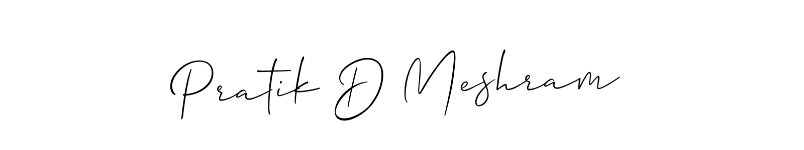Allison_Script is a professional signature style that is perfect for those who want to add a touch of class to their signature. It is also a great choice for those who want to make their signature more unique. Get Pratik D Meshram name to fancy signature for free. Pratik D Meshram signature style 2 images and pictures png