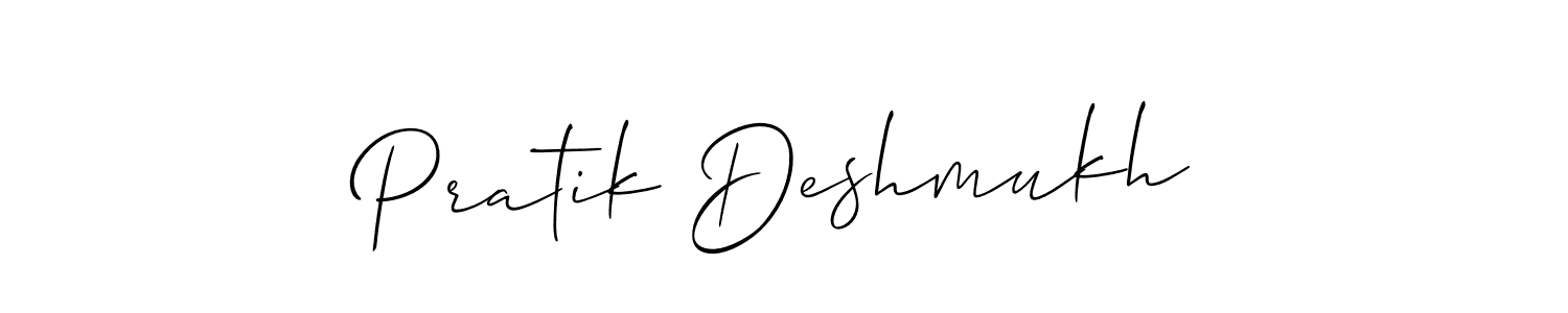 Also we have Pratik Deshmukh name is the best signature style. Create professional handwritten signature collection using Allison_Script autograph style. Pratik Deshmukh signature style 2 images and pictures png