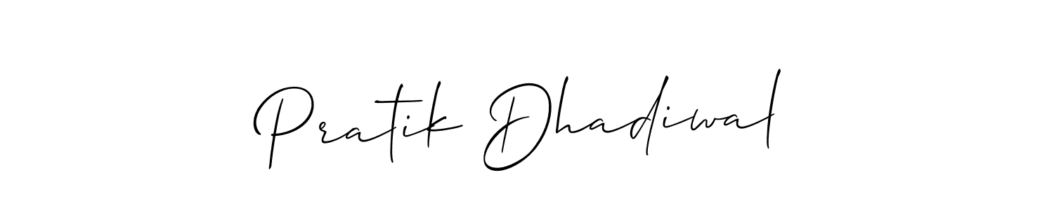 Use a signature maker to create a handwritten signature online. With this signature software, you can design (Allison_Script) your own signature for name Pratik Dhadiwal. Pratik Dhadiwal signature style 2 images and pictures png