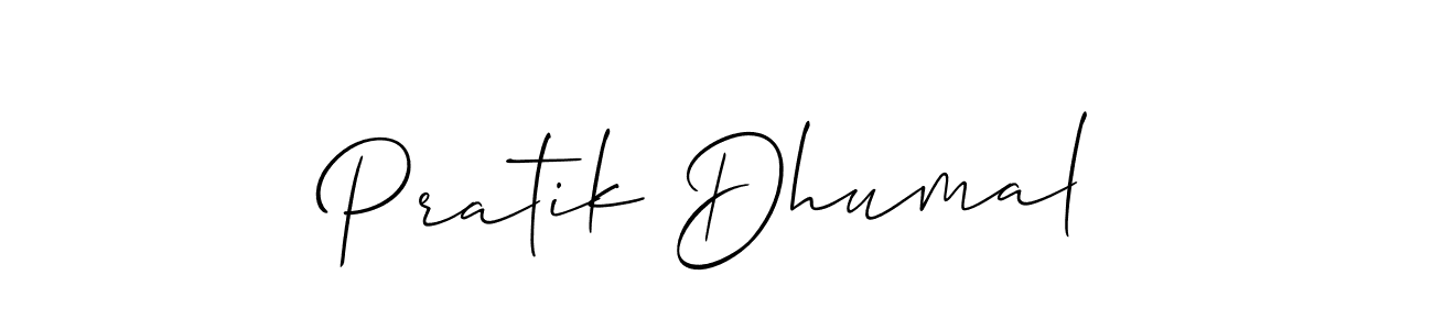 Create a beautiful signature design for name Pratik Dhumal. With this signature (Allison_Script) fonts, you can make a handwritten signature for free. Pratik Dhumal signature style 2 images and pictures png