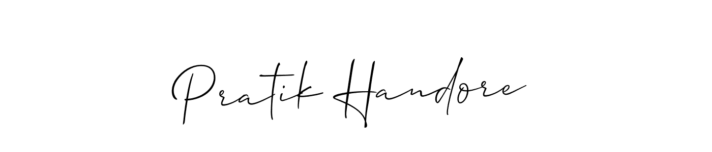 Create a beautiful signature design for name Pratik Handore. With this signature (Allison_Script) fonts, you can make a handwritten signature for free. Pratik Handore signature style 2 images and pictures png