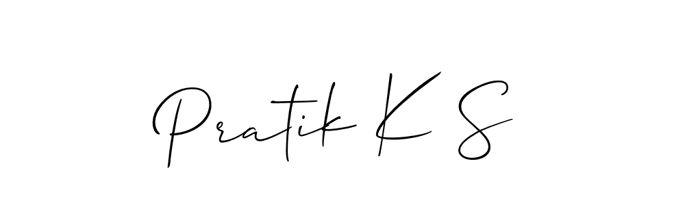 Use a signature maker to create a handwritten signature online. With this signature software, you can design (Allison_Script) your own signature for name Pratik K S. Pratik K S signature style 2 images and pictures png