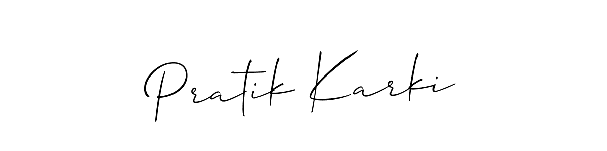 This is the best signature style for the Pratik Karki name. Also you like these signature font (Allison_Script). Mix name signature. Pratik Karki signature style 2 images and pictures png