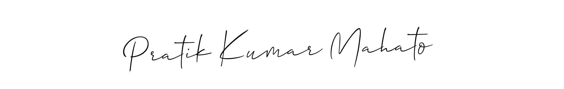 You should practise on your own different ways (Allison_Script) to write your name (Pratik Kumar Mahato) in signature. don't let someone else do it for you. Pratik Kumar Mahato signature style 2 images and pictures png