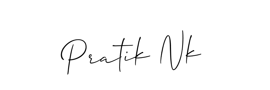 Pratik Nk stylish signature style. Best Handwritten Sign (Allison_Script) for my name. Handwritten Signature Collection Ideas for my name Pratik Nk. Pratik Nk signature style 2 images and pictures png