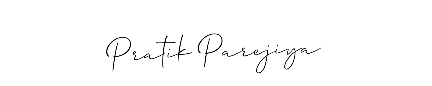 Similarly Allison_Script is the best handwritten signature design. Signature creator online .You can use it as an online autograph creator for name Pratik Parejiya. Pratik Parejiya signature style 2 images and pictures png