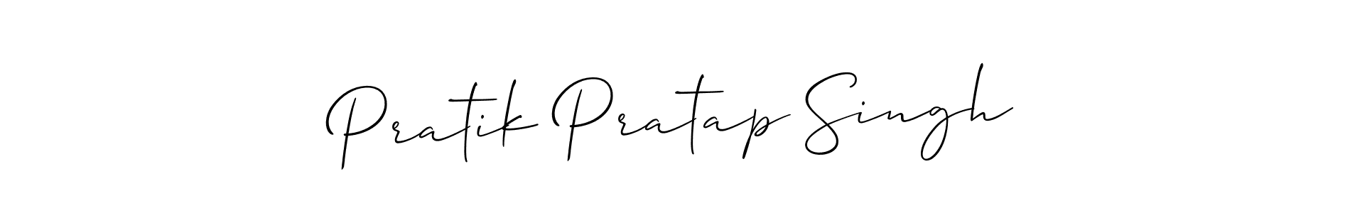 The best way (Allison_Script) to make a short signature is to pick only two or three words in your name. The name Pratik Pratap Singh include a total of six letters. For converting this name. Pratik Pratap Singh signature style 2 images and pictures png