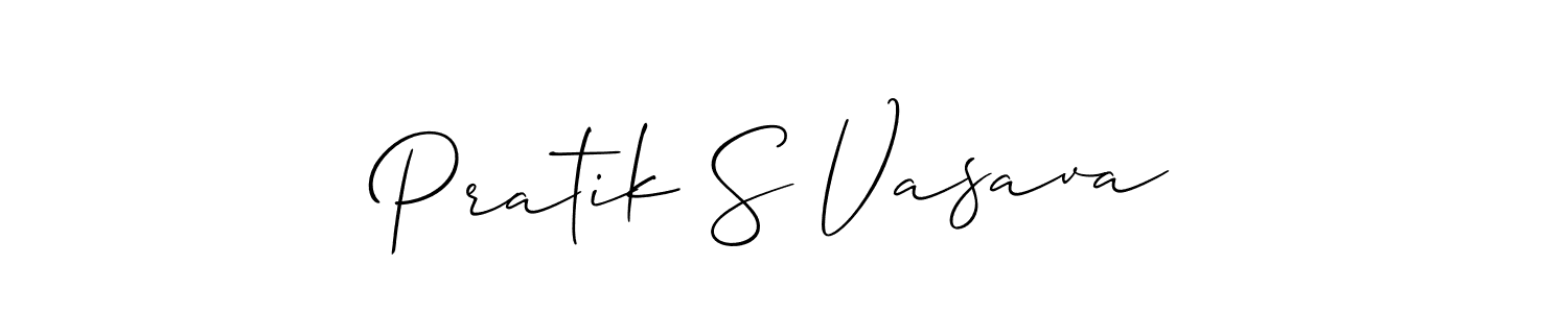 if you are searching for the best signature style for your name Pratik S Vasava. so please give up your signature search. here we have designed multiple signature styles  using Allison_Script. Pratik S Vasava signature style 2 images and pictures png