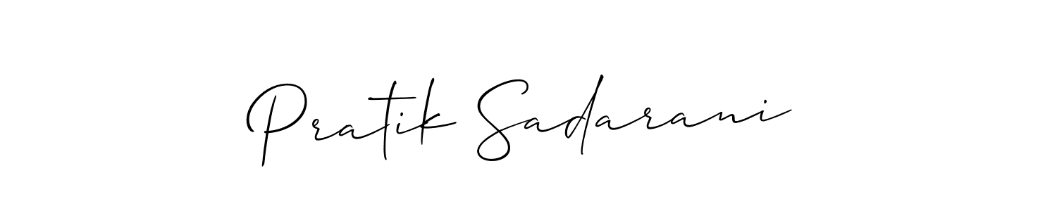 Allison_Script is a professional signature style that is perfect for those who want to add a touch of class to their signature. It is also a great choice for those who want to make their signature more unique. Get Pratik Sadarani name to fancy signature for free. Pratik Sadarani signature style 2 images and pictures png