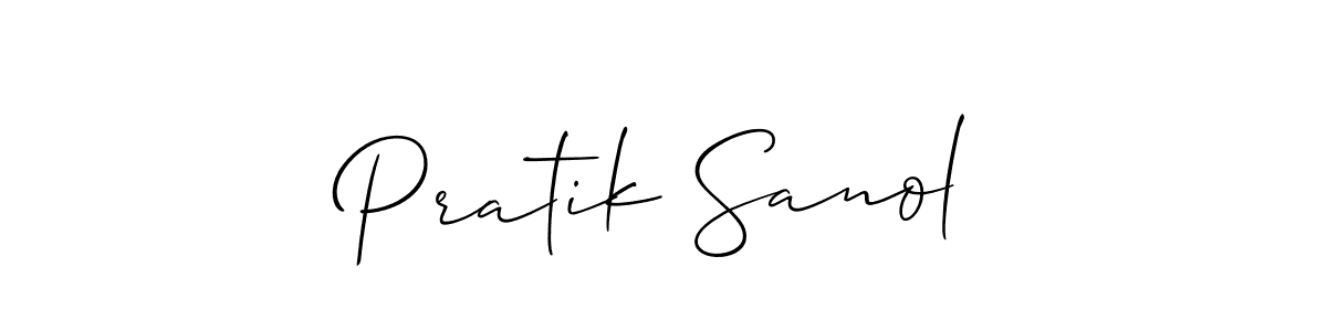 How to make Pratik Sanol name signature. Use Allison_Script style for creating short signs online. This is the latest handwritten sign. Pratik Sanol signature style 2 images and pictures png